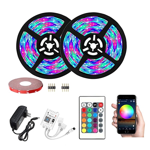 10m 32.8ft Smart LED Streifenlicht RGB SMD 2835 600LEDs funktioniert mit Alexa TV Hintergrundbeleuchtung mit 24-Tasten-Fernbedienung Image