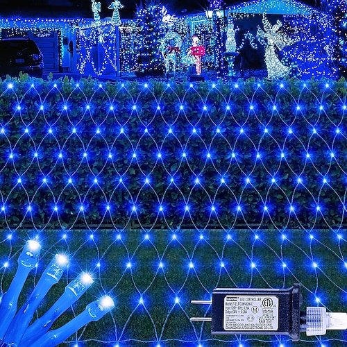 32M 192 LED Netzlichter Außen-Maschenlichter 8 Modi Netzlichter für Sträucher zum Einstecken wasserdicht Halloween-Dekoration Netzlicht für Sträucher Deckenhochzeit Innen Außen (3m x 2m) Image