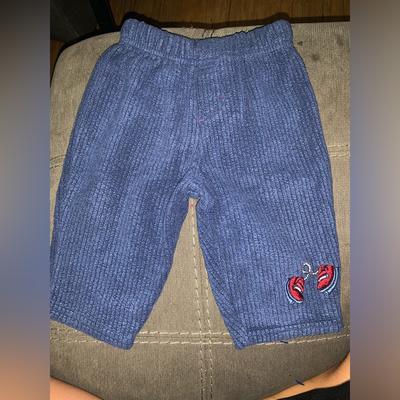 Disney Bottoms | Mickey Blue Pants Embroidered Ice Skates Size 6/9 Months | Color: Blue/Red | Size: 6-9mb