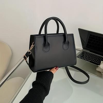 TEMU Stylish Retro Crossbody Bag For Women - Sleek Solid Color Shoulder Handbag With Zipper Closure, Black, Coffee, Or White Options, Casual Or Formal , Small Crossbody Bag Image