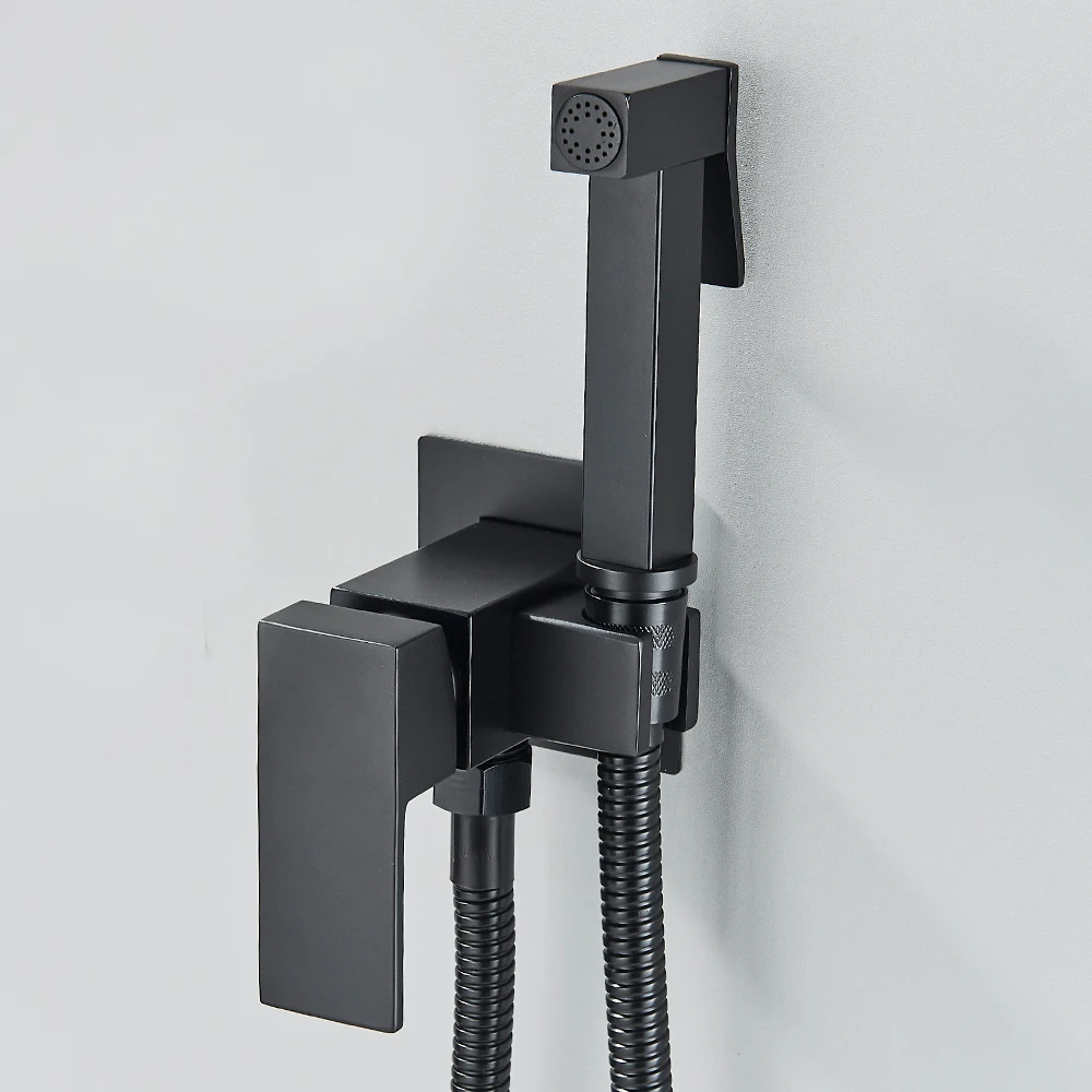 Matte Schwarz Bidet Dusche Wasserhahn Massivem Messing Bidet Wasserhahn Muslimischen Ducha Higienica Heißes Kaltes Wasser Mischbatterie Wc Armaturen