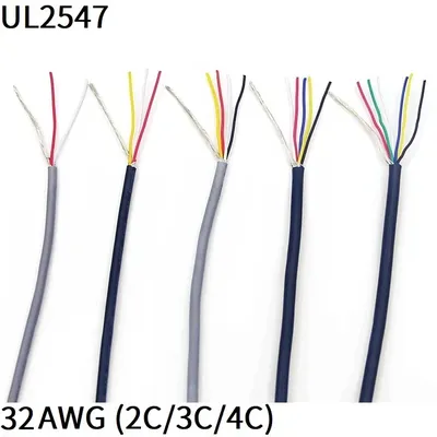 1M 32AWG Shielded Wire 2Core 3Core 4Core PVC Insulated Channel Audio Speaker Headphone Line Signal