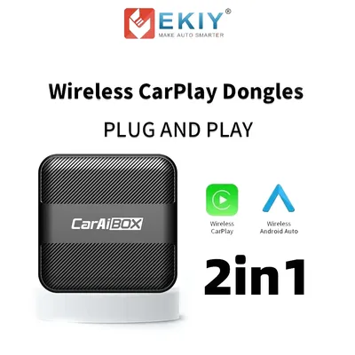 EKIY 2in1 Wireless CarPlay Adapter &Wireless Android Auto DongleWireless CarPlay Ai Box For Car with