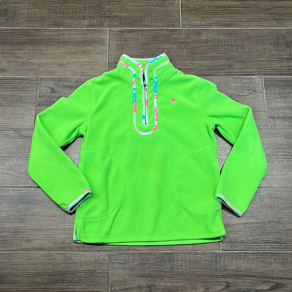 Lilly Pulitzer Shirts & Tops | Girls Lilly Pulitzer Quarter Zip Fleece Size 7 Normal Wear | Color: Green/Pink | Size: 7g