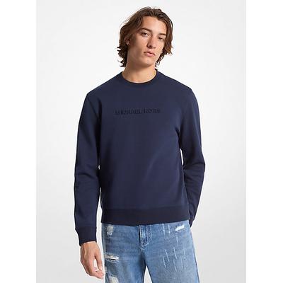 Michael Kors Logo Embossed Cotton Blend Sweater Blue L