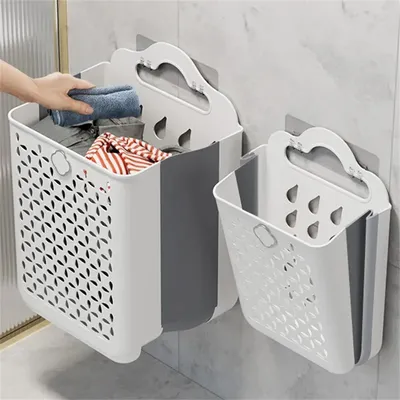 Dirty Clothes Basket with Large Capacity Folding Wall Hanging Dirty Clothes Basket Bathroom Laundry Bag Portable Clothes Basket