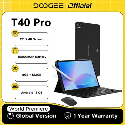 World Premiere DOOGEE T40 Pro Tablet 12" IPS 2.4K 20GB(8+12) 512GB Android 14 Helio G99 6nm 10800mAh 18W Charge 7.6mm ultra-thin