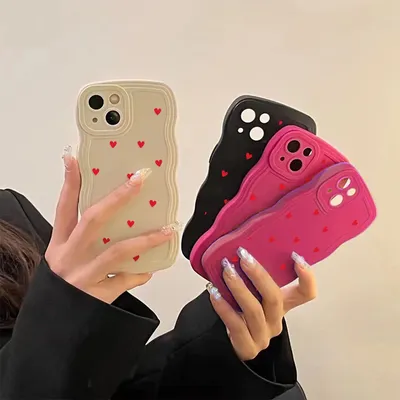 Love Heart Phone Case For iPhone 11 Case iPhone 13 12 14 15 Pro Max X XR XS 6 7 8 Plus SE 2020 Wavy