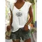 Tank Top Women's T-shirt Summer V-neck Fashion Clothing Floral Print Top Loose Casual Short Sleeve