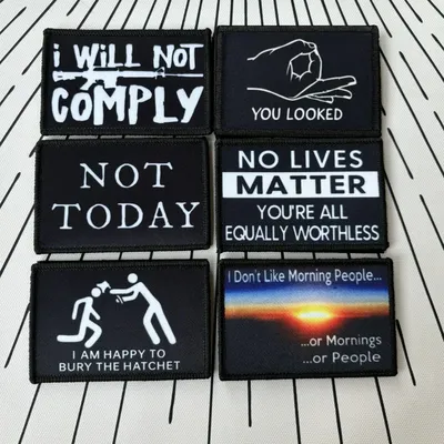 I Hate Morning People Morale Tactical Patches Fun Bury The Hatchet Printed Hook Patch NOT TODAY Military Armband Clothes Sticker
