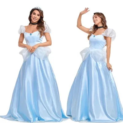 Frauen Cos Prinzessin Cinderella Kostüm Märchen Sexy Göttin Prinzessin Cosplay Langes Kleid Junggesellinnenabschied Halloween Kostüm Image