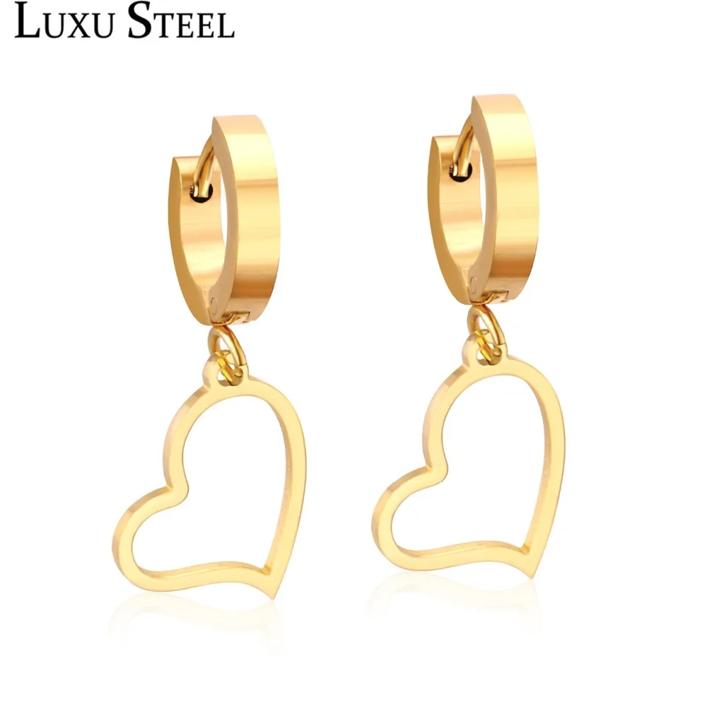 Luxus Stahl Statement Ohrringe Gold Farbe Silber Ton Creolen Aretes Herzform Liebhaber Ohrring Modeschmuck Freund