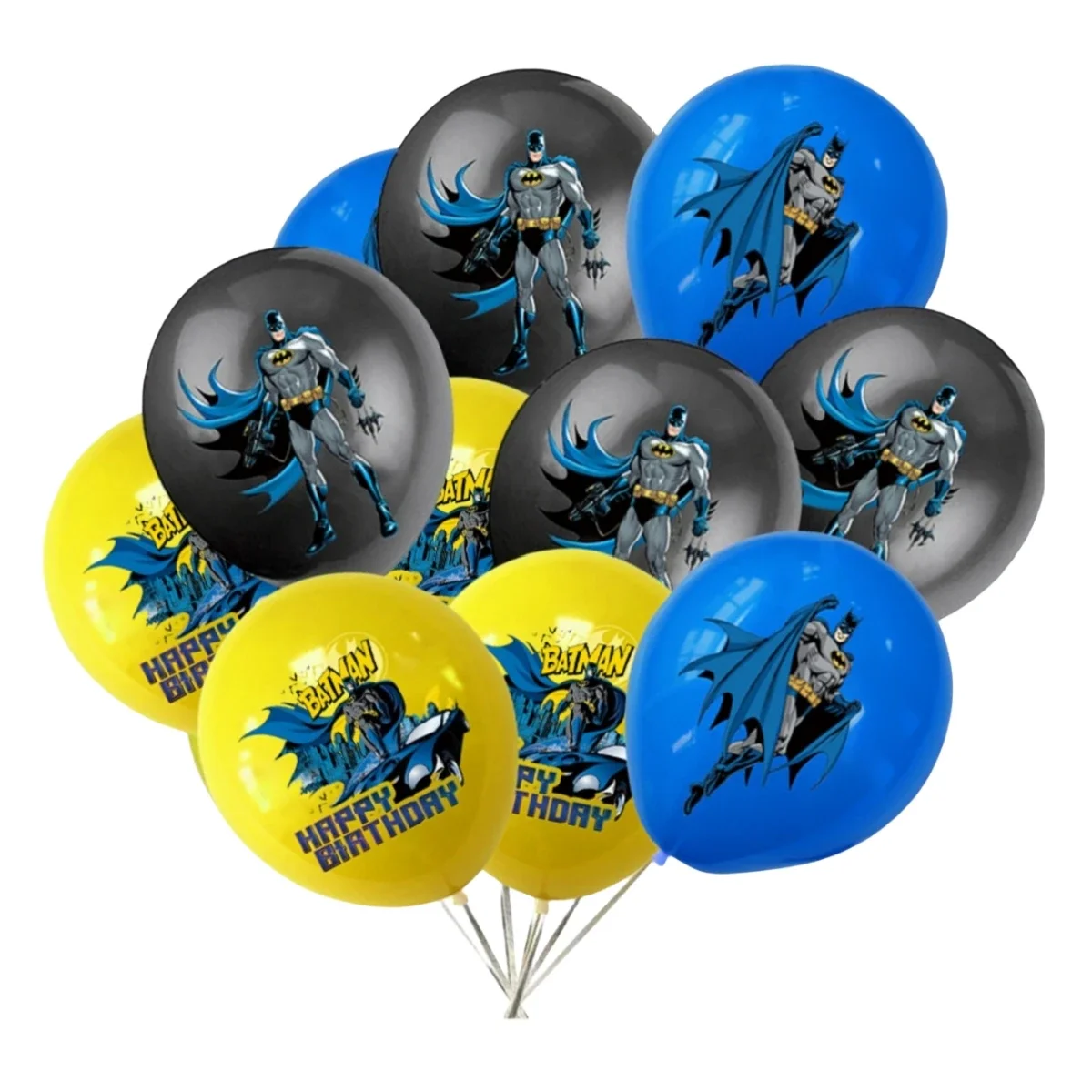 12 Stück 12 Zoll Batman Latex Ballons Geburtstag Party Dekorationen Superheld Globos Spielzeug für Kinder Babyparty Jungen Partyzubehör Image