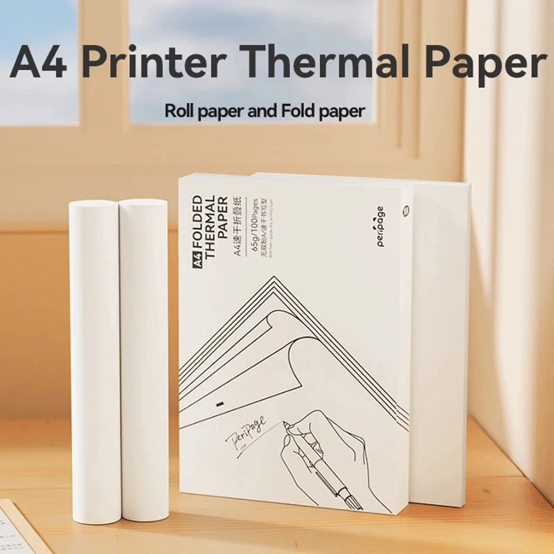 Peripage A4 Thermopapier rolle gefaltet für a40 Drucker druck schnell trocknendes Langzeit-A4-Thermopapier für Fotobild-PDF-Druck Image