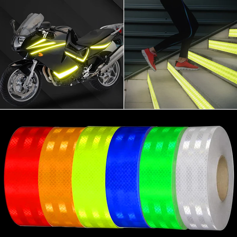 5 cm * 3/5/9 M Nastro di sicurezza riflettente adesivo alto Striscia di avvertimento stradale Corpo automobilistico Decorazione moto Adesivo riflettente per auto
