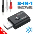 Trasmettitore ricevitore audio Bluetooth 5.0 2 in 1 Adattatore wireless per musica stereo USB AUX da 3,5 mm con microfono per kit per auto Altoparlante TV PC
