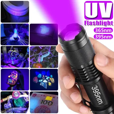 LED UV Flashlight Battery Powered Zoomable Ultraviolet Torch Ultra Violet Flashlights Pet Urine