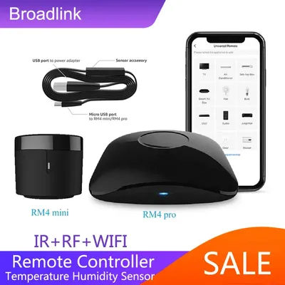 BroadLink RM4 Pro+ HTS2 Version Wireless Universal Remote Hub with Temp and Humidity Sensor Smart