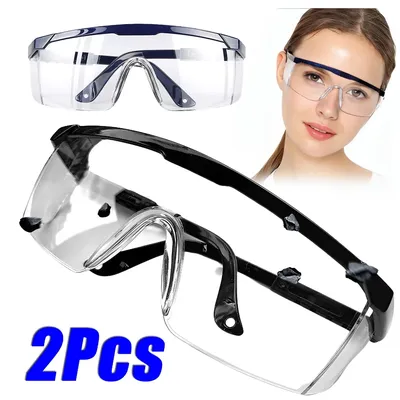 2Pairs Goggles Of Anti-Splash Windproof And Dustproof Laboratory Industrial Riding Safety Goggles