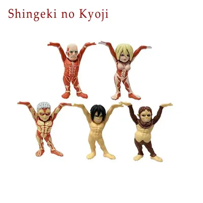 6cm Attack on Titan Anime Figure Eren Jaeger Action Figure 5PCS Collection Model Room Decoration