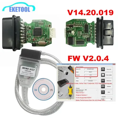 Newest MINI VCI V2.0.4 Real Firmware Upgraded V14.20.019 For Toyota TIS Techstream j2534 K-Line