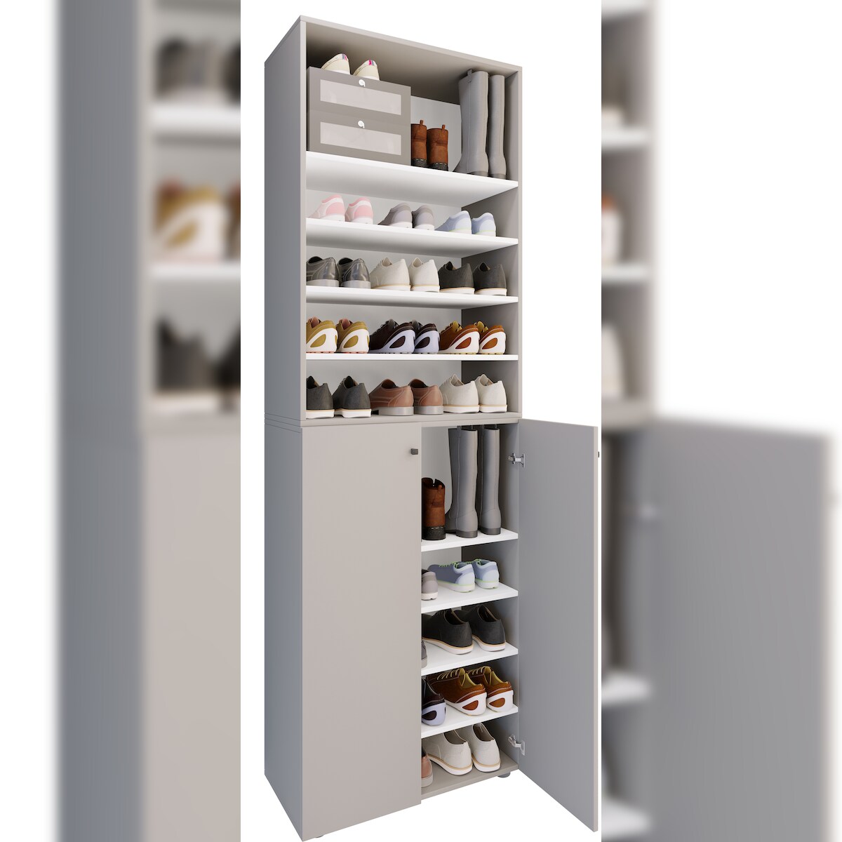 VCM Schuhschrank Lona Grau H. 220 x B. 70 x T. 40cm Image