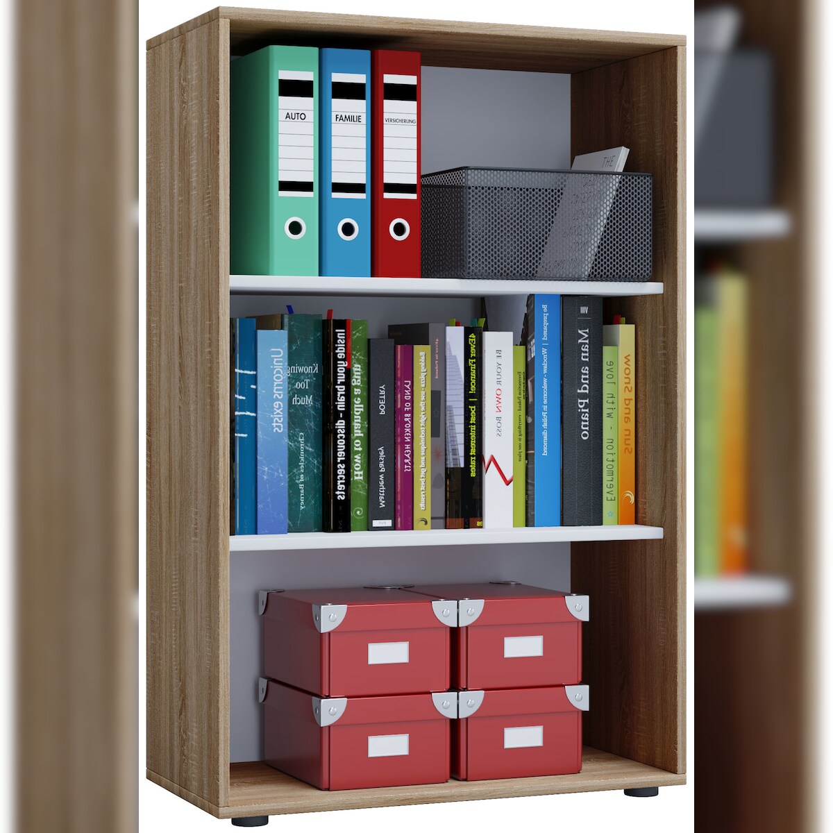 VCM Büroregal & Bücherregal Lona Sonoma-Eiche (Sägerau) B. 70 x H. 111 x T. 37 cm Image