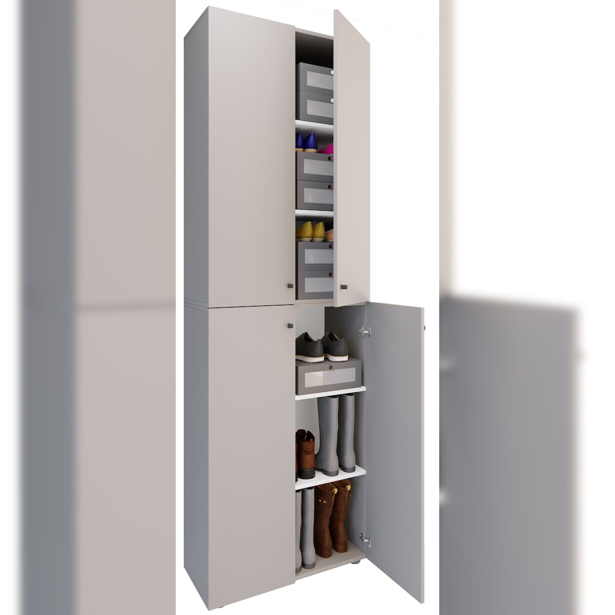VCM Schuhschrank Lona Grau H. 220 x B. 70 x T. 40cm Image