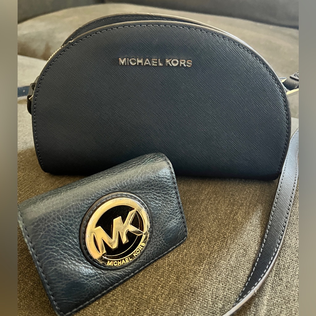 Michael Kors Bags | Like New! Michael Kors Handbag And Michael Kors Wallet! | Color: Blue | Size: Os