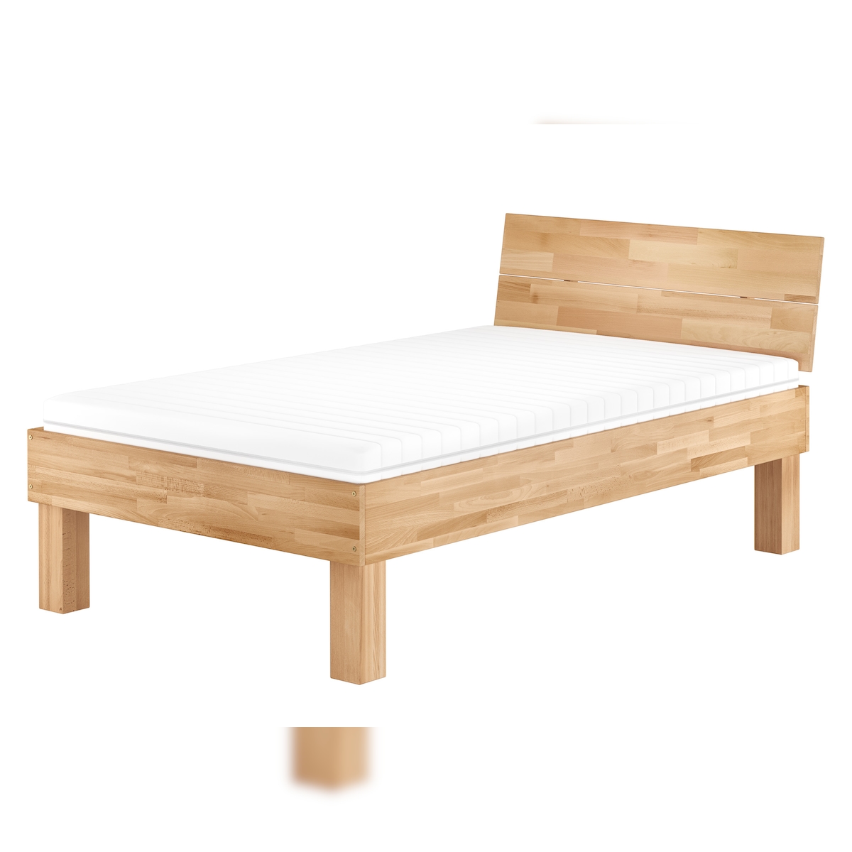 Erst-Holz Einzelbett extra stark Buche 120x200 hohes Massivholzbett Seniorenbett Zubehör wählbar V-60.81-12 Rollrost und Matratze inkl. Image
