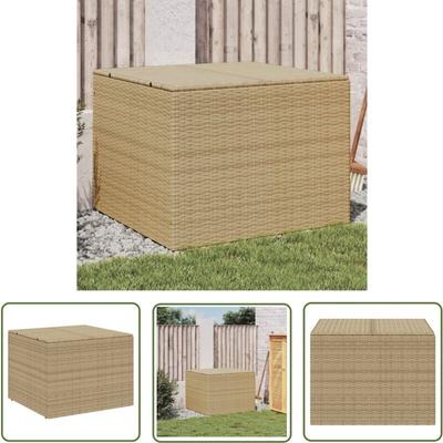 The Living Store - Gartentruhe Beige 291L Poly Rattan - Gartenbox - Auflagenbox - Gartenmöbel Image