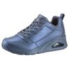 Sneaker SKECHERS "UNO-GALACTIC GAL", Damen, Gr. 38, blau (graublau metallic), Lederimitat, metallic, schimmernd, sportlich, Schuhe, Freizeitschuh, Keilsneaker, Schnürschuh mit Skech Air Ausstattung