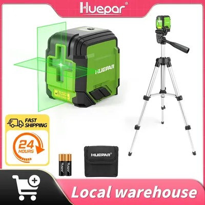 Huepar Laser Level with Tripod 98Ft Green Self Leveling Cross Line Laser Accurate Measuring Leveler Tool with Carrying Bag