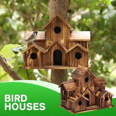 Outside Wooden Bird Nest Natural Decor Bird Hut Hummingbird House for Home Craft Wild Bird Nest Clearance Garden Birdhouse Decor