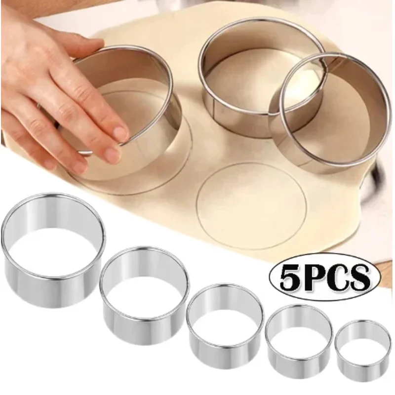 5PCs runde edelstahl keks form knödel haut schneiden form DIY keks gebäck kuchen backen werkzeuge küche backen gadget Image