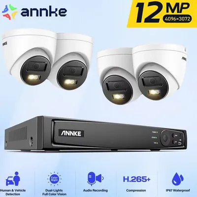 ANNKE 12MP Dual Light Smart Video Surveillance Kit 2/4PCS POE Kamera 12MP NVR Smart Home Kamera 8CH NVR Outdoor Integriertes mikrofon
