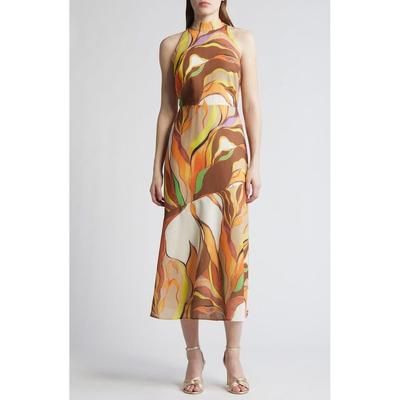 Painted Palm Mock Neck Midi Dress - Metallic - Sam Edelman Dresses