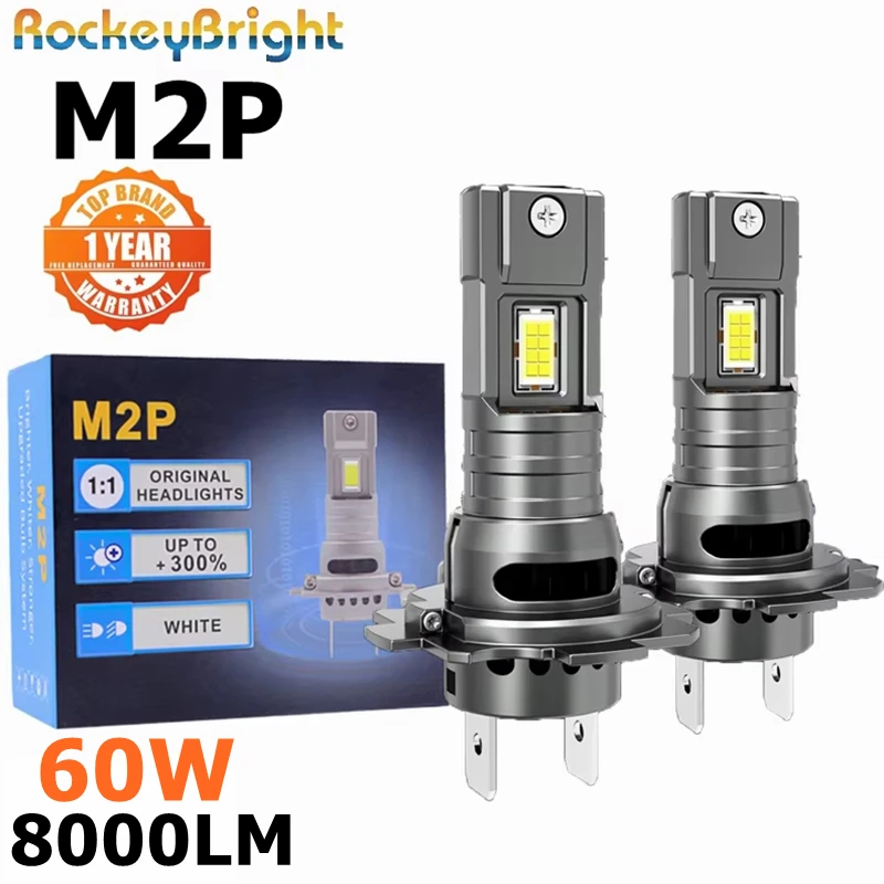 2 pezzi 60W M2P H7 faro principale 6500K H11 H7 fendinebbia 9005 HB3 H1 9006 H4 lampada a LED per auto lampadina per fari a LED RoHS luce 4300K 3000K