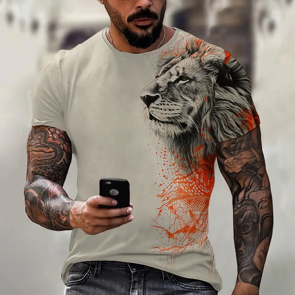 Tiger T-Shirt für Männer Tier Löwe 3D-Druck Herren hemd Sommer kurz ärmel ige männliche Pullover übergroße Top lässige Herren bekleidung Image