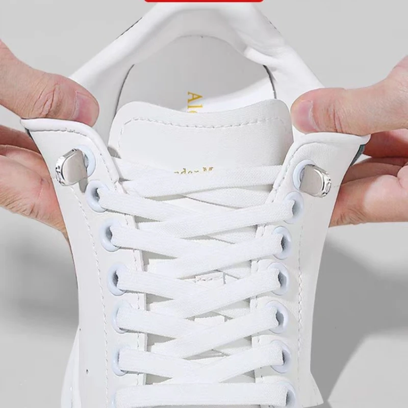 Elastische flache Schnürsenkel, keine Bindung, Schnürsenkel, Outdoor-Freizeit-Sneaker, schnelle Sicherheit, flache Schnürsenkel, Kinder und Erwachsene, Unisex, faule Schnürsenkel Image