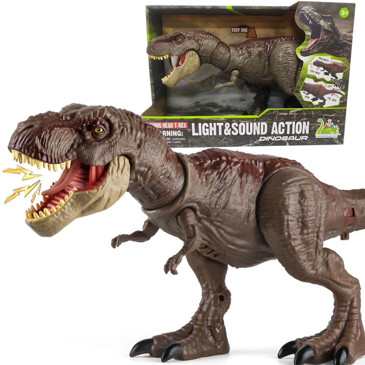 Jurassic-World Tyrannosaurus Rex con suono, effetto luce e scuotere la testa T Rex Dinosauro Giocattolo Dino Toy T Rex per regalo di compleanno per bambini