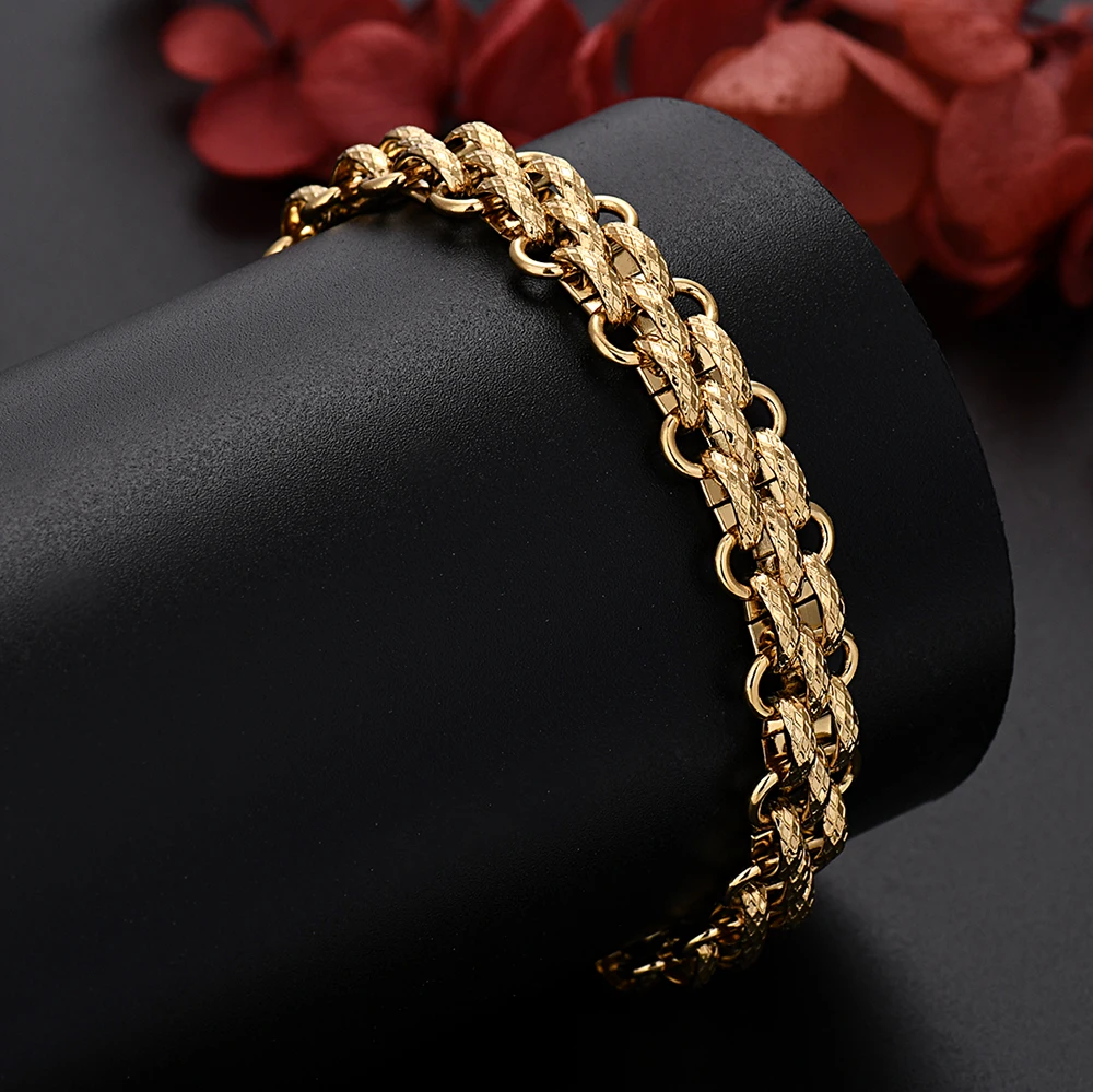 Heiße verkäufe originalität 18K Gold Kette Armbänder für Männer junge Charme Frauen Hochzeit Party 21cm Jahrestag geschenk streetwear schmuck Image