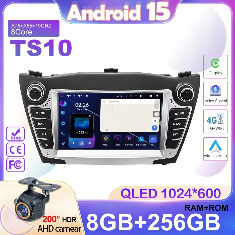 Autoradio Per Hyundai Tucson 2 LM IX35 2009-2015 7 Pollici 8 + 256 Android Auto Carplay Navigazione GPS Multimediale Stereo No 2din DVD