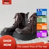 Punk-Stil Knöchel Plattform Motorrad Stiefel Damenmode Schnürung runde Zehen Stiefeletten Frau braun schwarz Winters tiefel Damenschuhe
