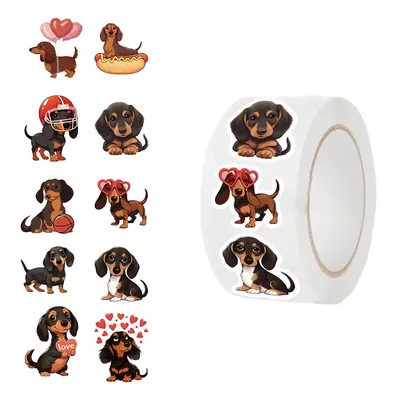 500 stücke/Rolle Tier Dackel Cartoon Graffiti Aufkleber DIY Gitarre Laptop Notebook Koffer Tasse wasserdichte Aufkleber Kinder Spielzeug Geschenke Image