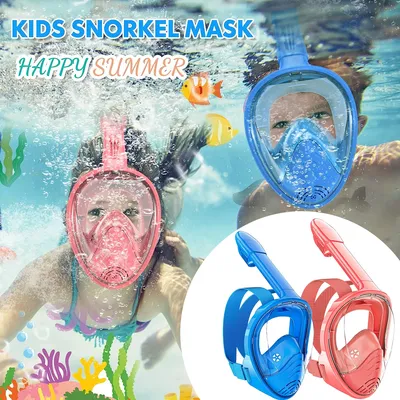 Kids 180° Panoramic Snorkel Mask With Camera Mount Anti-Fog Leak Proof Design Safe Underwater