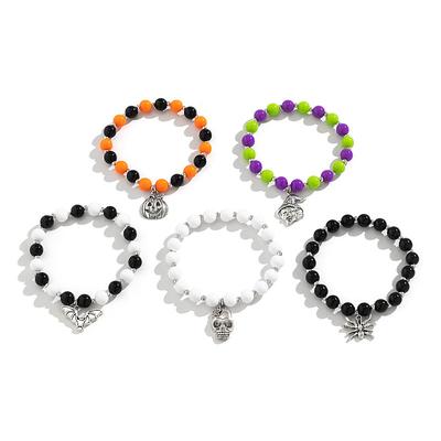 5pcs Women's Chain Bracelet Bead Bracelet Vintage Bracelet Beads Skull Animal Punk Vintage Fashion Personalized Stylish Plastic Bracelet Jewelry Rainbow For Party Halloween Street Club Festival