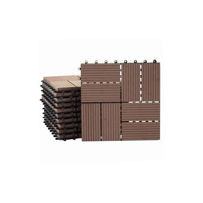 Mendler WPC Bodenfliese Rhone, Holzoptik Balkon/Terrasse, 11x je 30x30cm = 1qm ~ Premium, coffee Vierecke