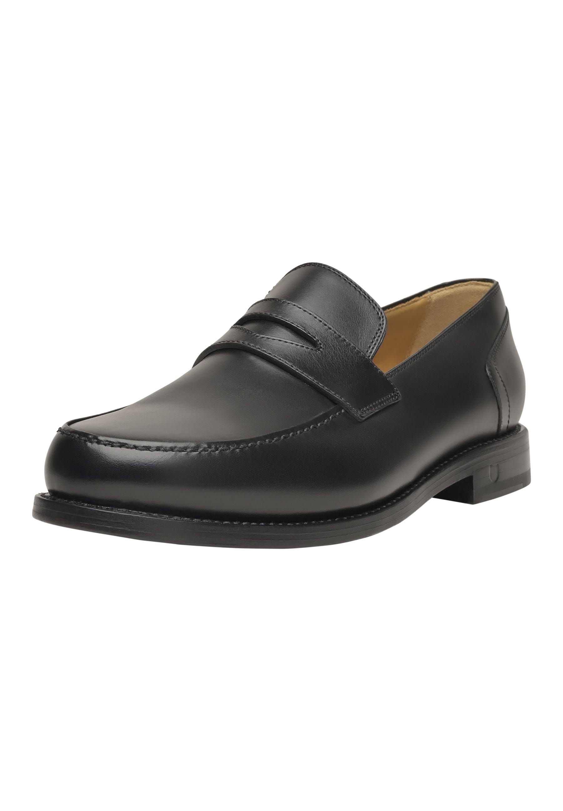 Loafer HENRY STEVENS "Haywood PL Businessschuh", Herren, Gr. 46, schwarz, Boxcalf, Schuhe Loafer, Herren Halbschuhe Leder handgefertigt, Anzugschuhe Slipper