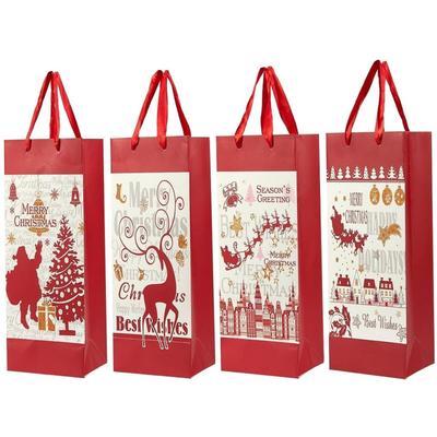 12Pcs Christmas Wine Bags Paper Tote Gift Wrapping Bags